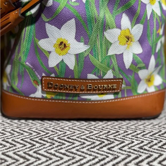 Dooney & Bourke Botanical Daffodil Drawstring Bucket Bag & Wristlet Set - Purple - Picture 3 of 16